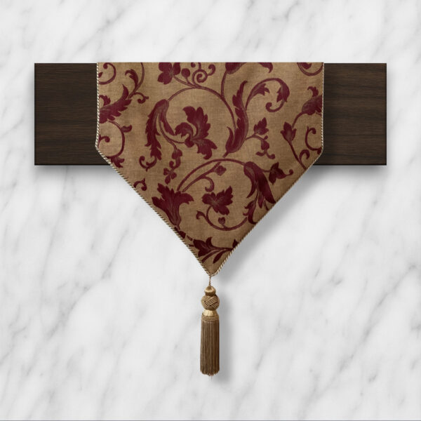 Decorative - Burgundy Flourish on Tan